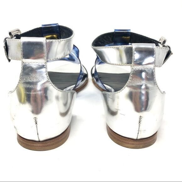 RUPERT Sanderson Silver & Clear Blue Sandals 37.5 - Picture 6 of 11